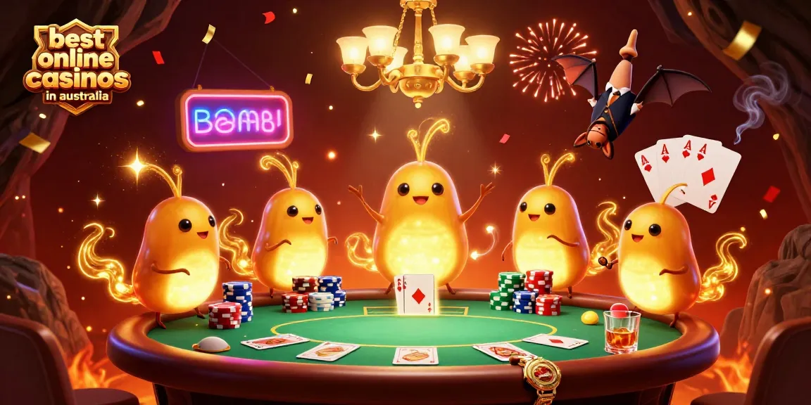 Explore the best online casinos in Australia with vibrant 3D glowworms illuminating the gaming experience.